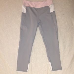 Cropped grey, pink, and white zella girl leggings